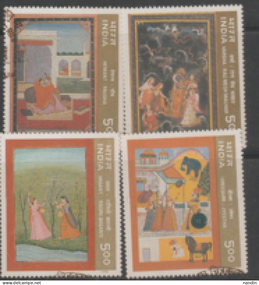 USED STAMP FROM 1996 INDIA ON Miniature Paintings Of The Seasons- RITU RANG/ SPRING.SUMMER,RAINY.WINTER - Gebruikt