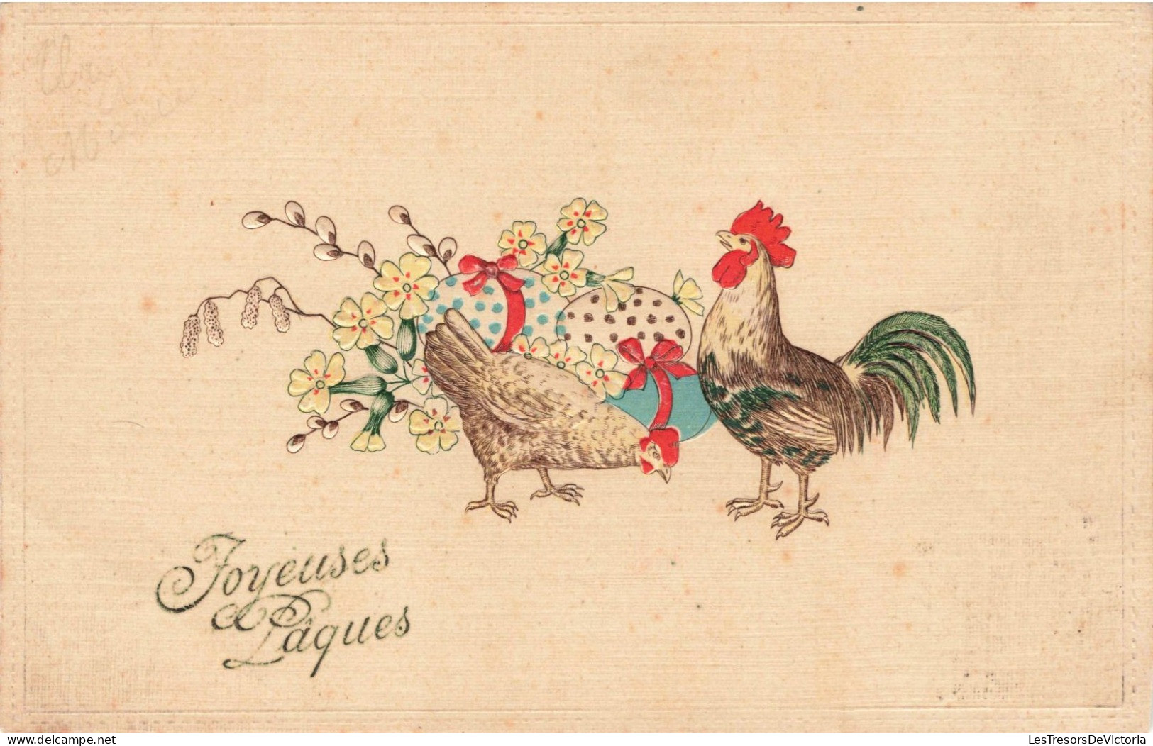 ILLUSTRATION - Un Coq Et Une Poule Avec Des œufs De Pâques - Colorisé - Carte Postale Ancienne - Non Classificati