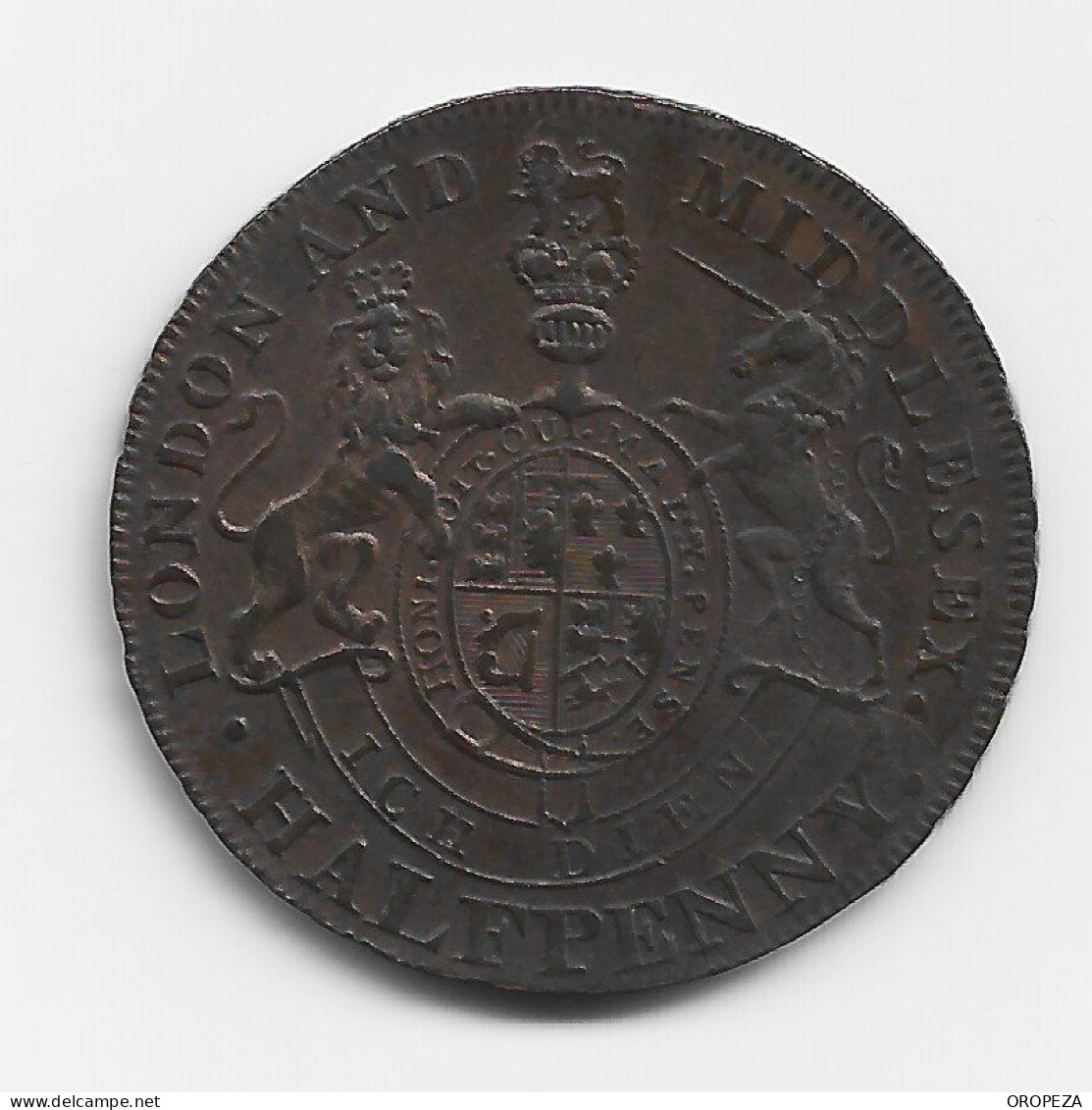 T57  -  GRAN BRETAÑA - Middlesex George Prince Of Wales Halfpenny - Otros & Sin Clasificación