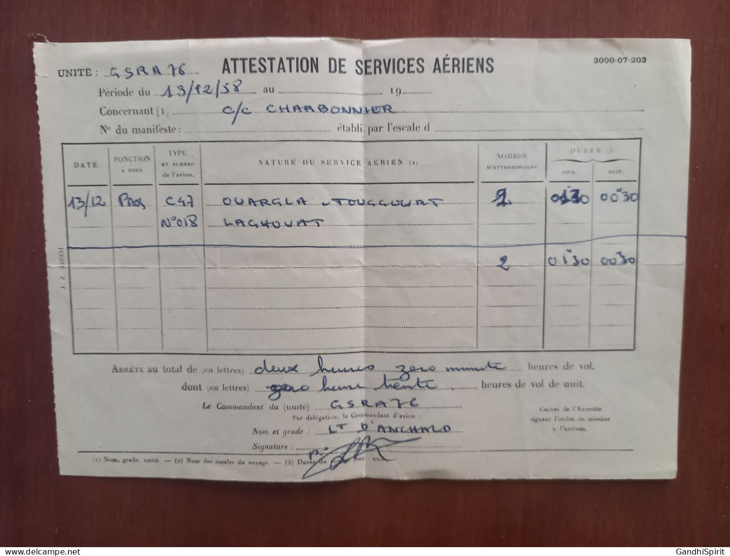 1959 Transmissions de l'Est Saharien Képi + Documents Caporal Charbonnier de Bruyères - Services Aériens