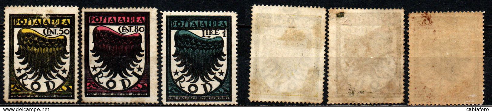 ITALIA - RODI - 1934 - ALA STILIZZATA - FILIGRANA CORICATA - MH - Ägäis (Rodi)