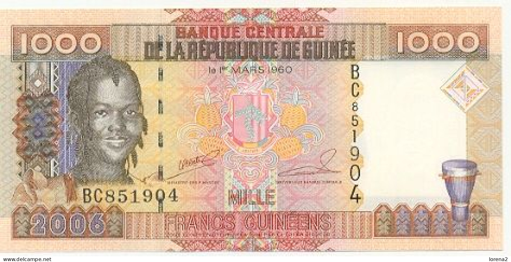 Billete Guinea República. 1000 Francos 2006. 6-guinr-1000.06 - Other - Africa