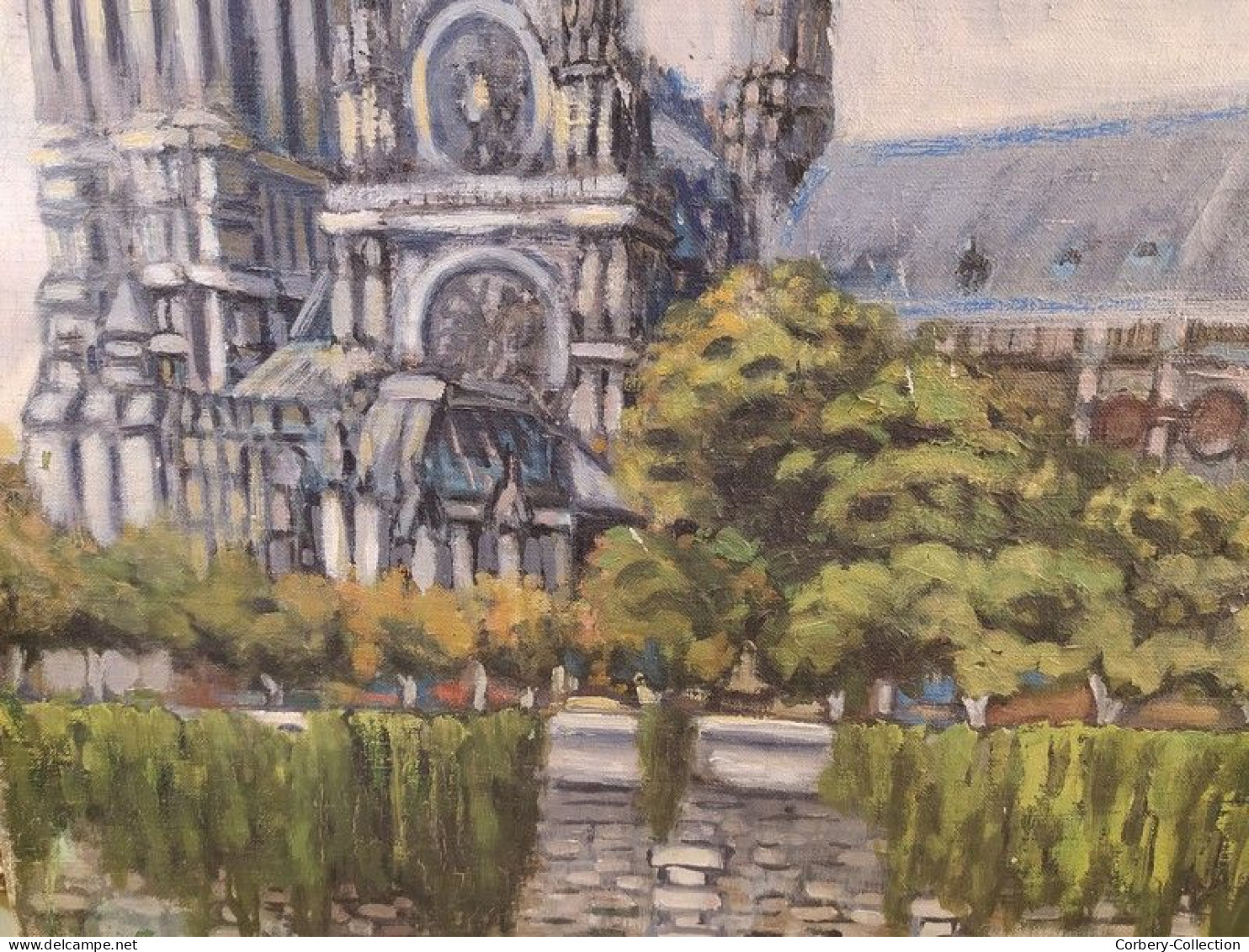 Ancien Tableau Cathédrale Notre-Dame De Paris Impressionniste - Huiles