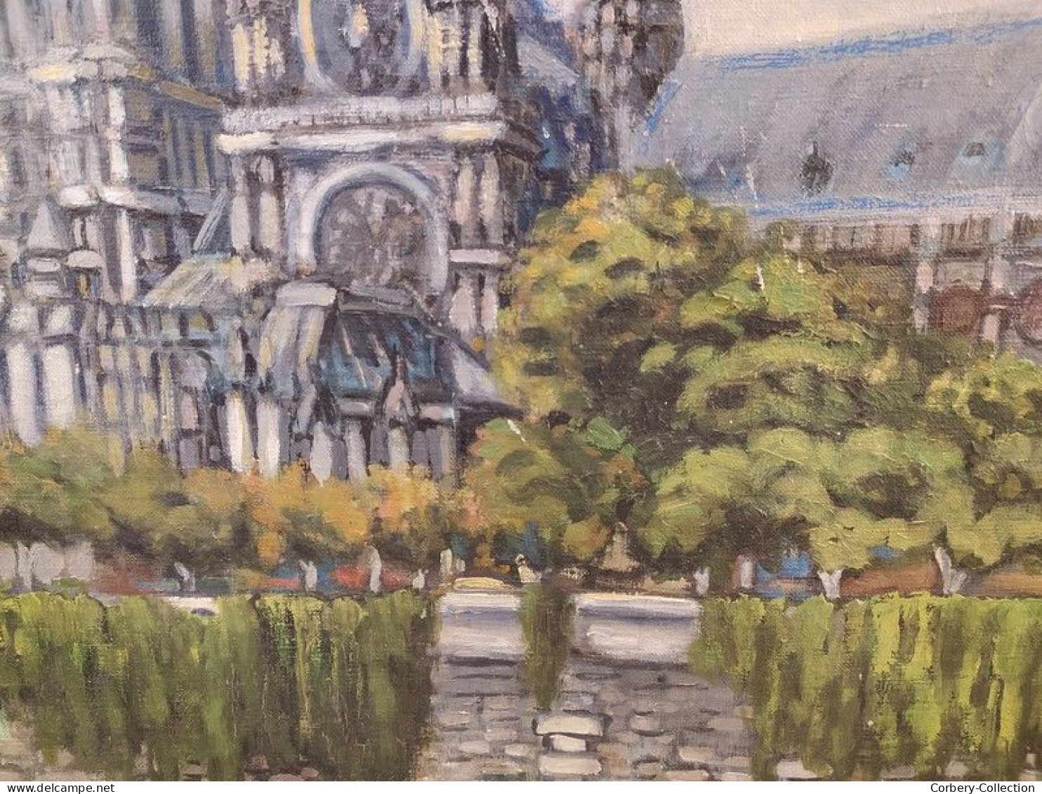 Ancien Tableau Cathédrale Notre-Dame de Paris Impressionniste