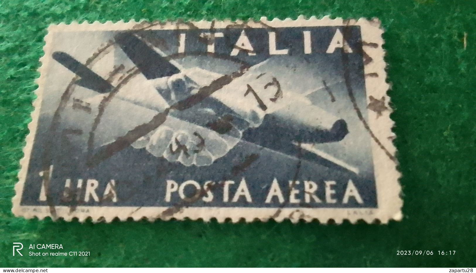 ıTALYA-1944-1946    1 LİRE       USED - Airmail