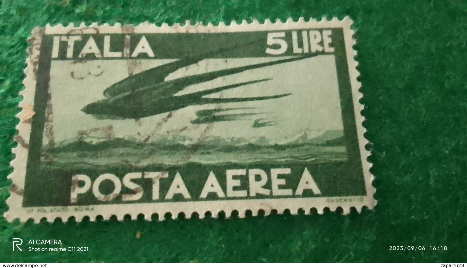 ıTALYA-1944-1946    5 LİRE       USED - Poste Aérienne