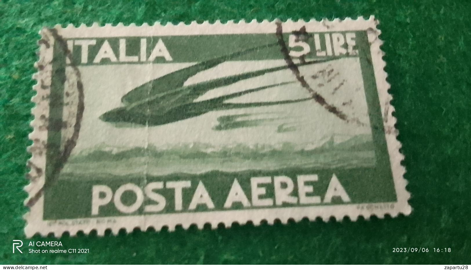 ıTALYA-1944-1946    5 LİRE       USED - Correo Aéreo