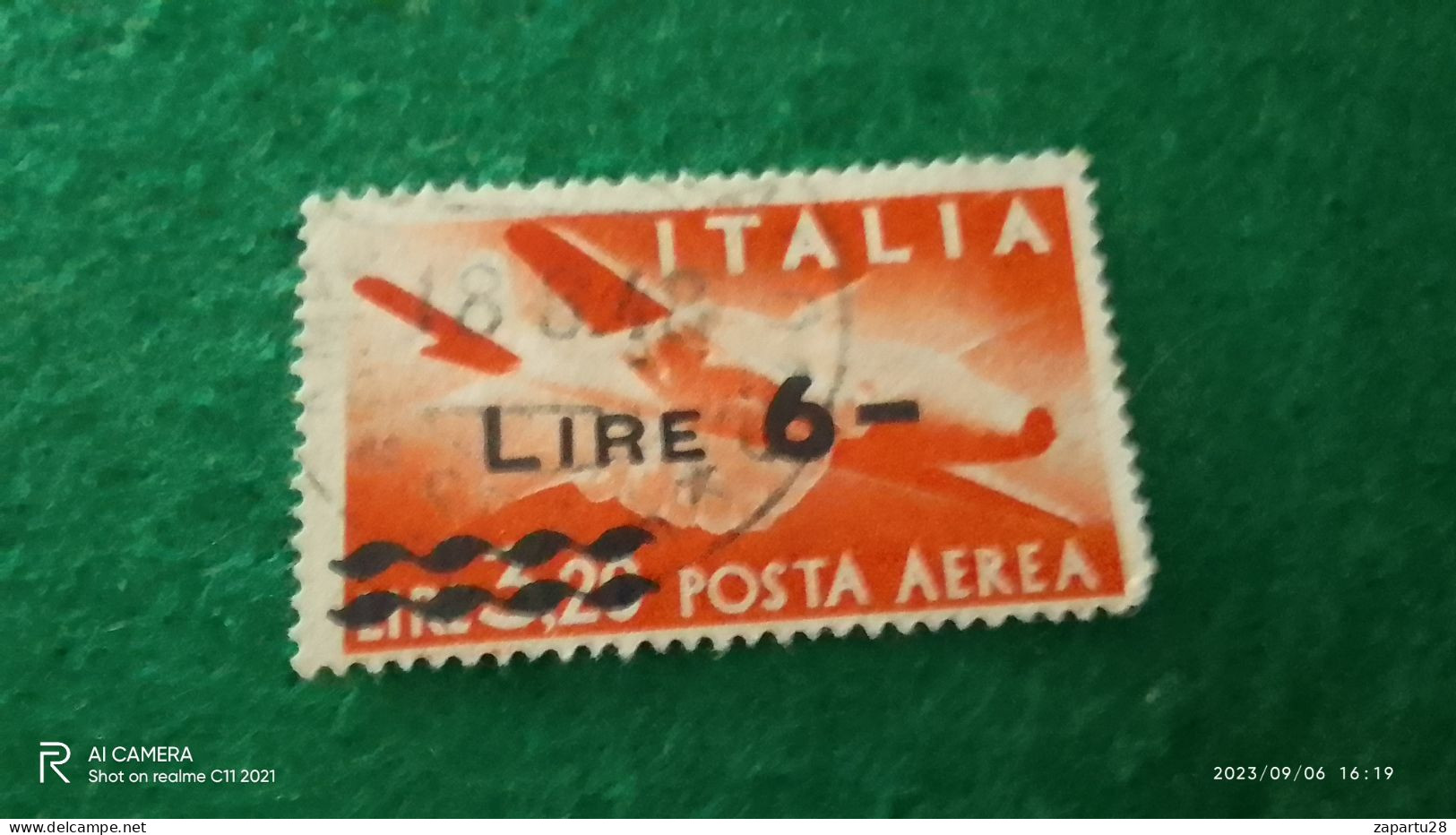 ıTALYA-1944-1946    3.20 LİRE   SÜRSAJED 6 LİRA    USED - Poste Aérienne