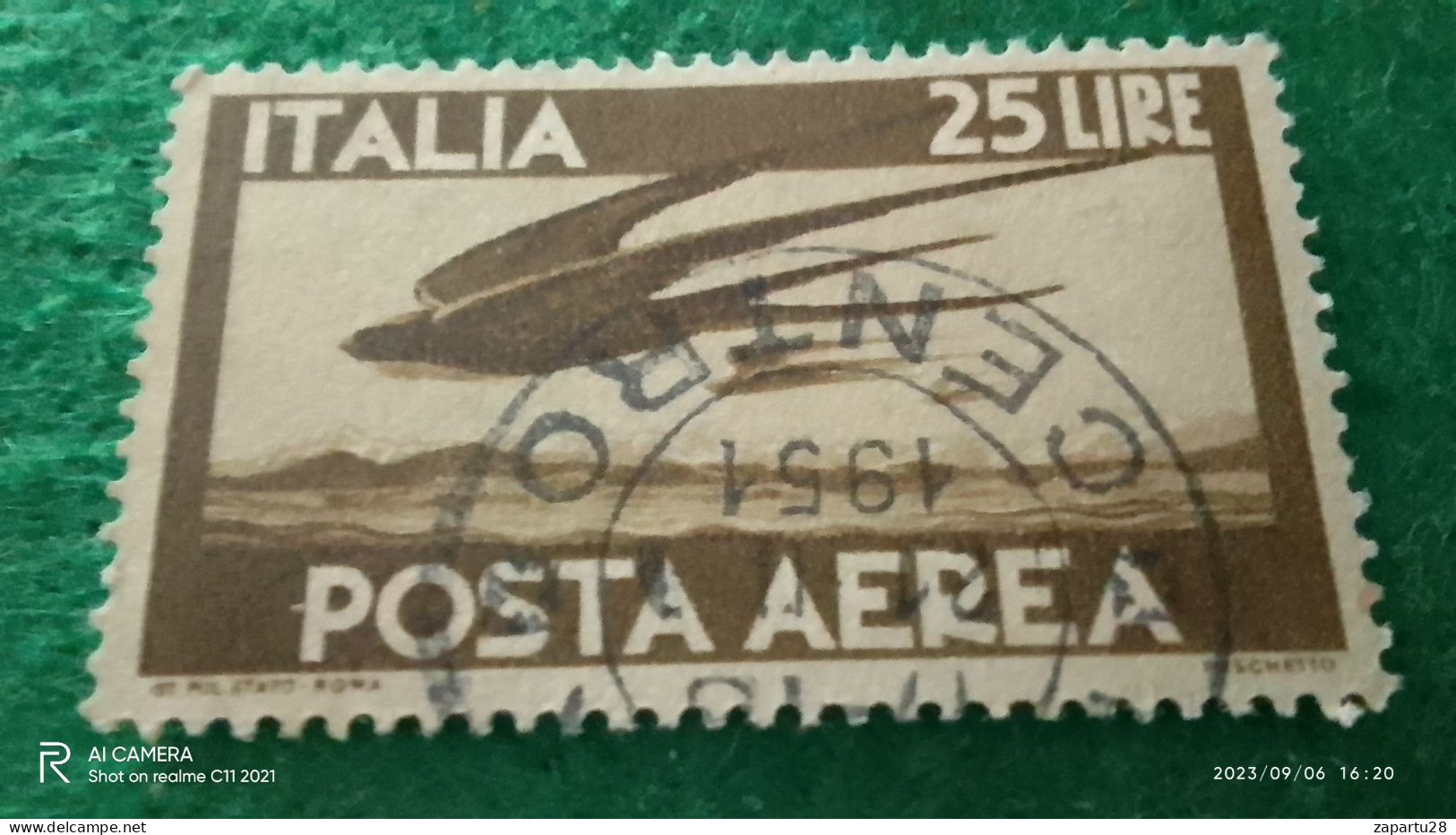 ıTALYA-1944-1946    25 LİRE      USED - Luftpost