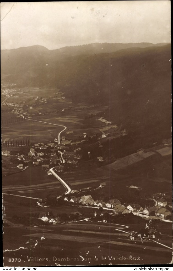 CPA Dombresson Kanton Neuenburg, Villiers, Val De Raz, Blick Aus Der Vogelschau - Dombresson 