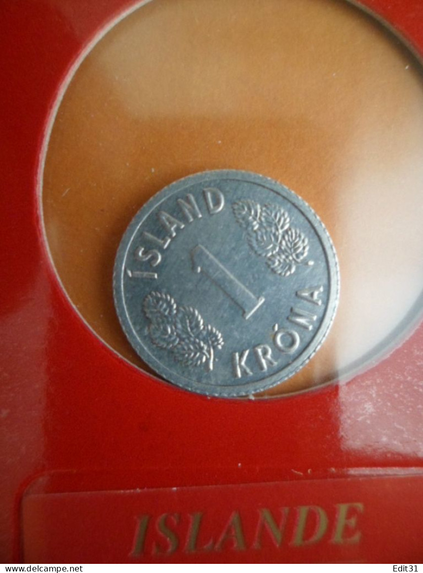 Monnaie - Sous Blister , ISLANDE - 1 Couronne - 50 Aurar - Islandia