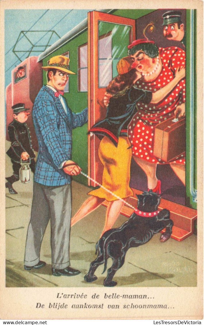 HUMOUR - L'arrivée De Belle Maman - Un Couple à La Gare - Carte Postale Ancienne - Humor