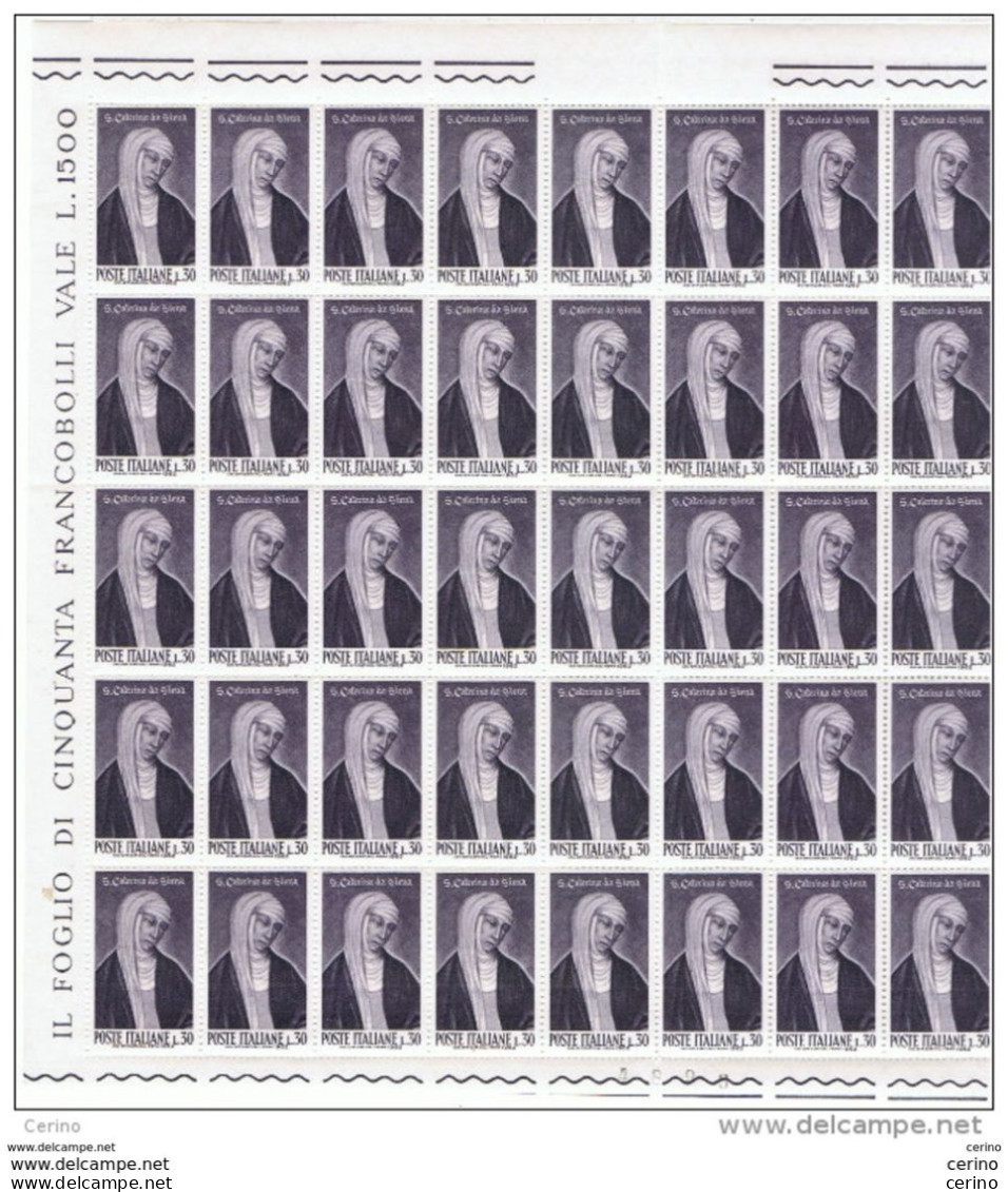 REP. VARIETA': 1962  S. CATERINA  -  £. 30  VIOLETTO NERO  FGL. 50  N. -  CONTIENE  22  VALORI  "SIEUA"  -  C.E.I. 955 A - Full Sheets