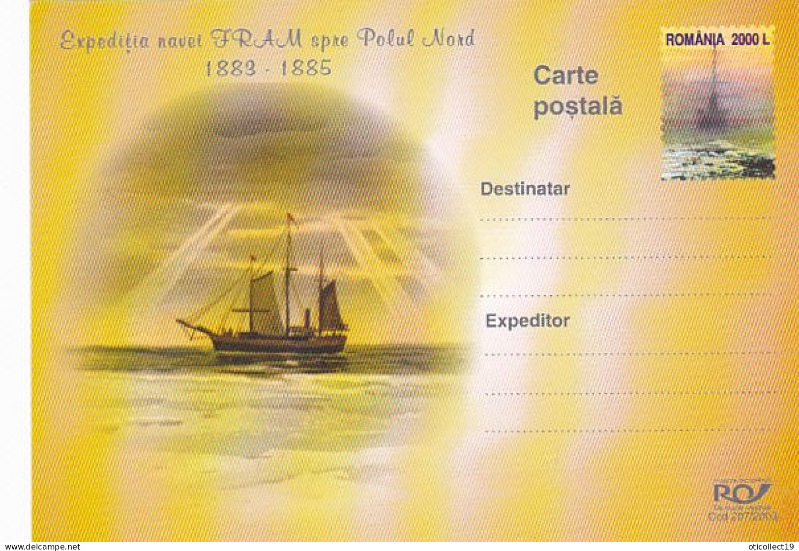 NORTH POLE, FRAM SHIP ARCTIC EXPEDITION, POSTCARD STATIONERY, 2003, ROMANIA - Expéditions Arctiques