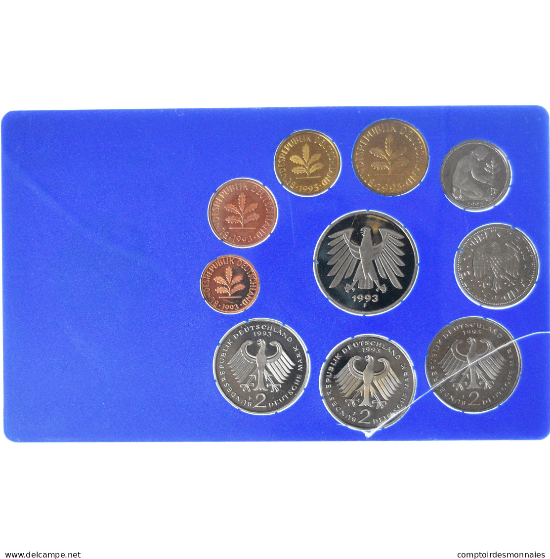 Monnaie, Allemagne, 1 Pfennig To 5 Mark, 1993, Stuttgart, BE, FDC - Mint Sets & Proof Sets