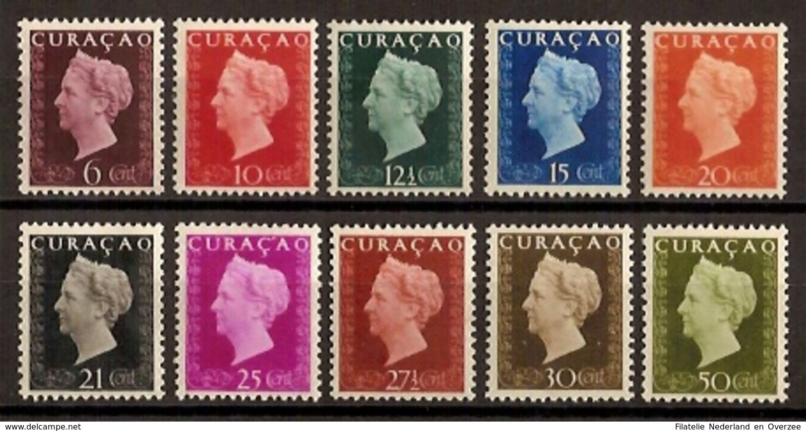 Curacao NVPH Nr 185/194 Postfris/MNH Koningin Wilhelmina 1948 - Curaçao, Nederlandse Antillen, Aruba