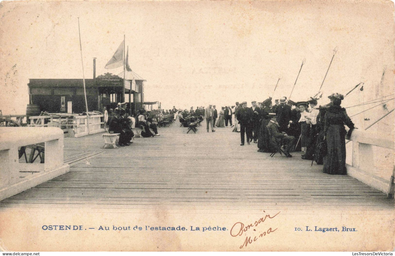 BELGIQUE - OSTENDE - Au Bout De L'estacade - La Pêche  - Animé - Carte Postale Ancienne - Oostende