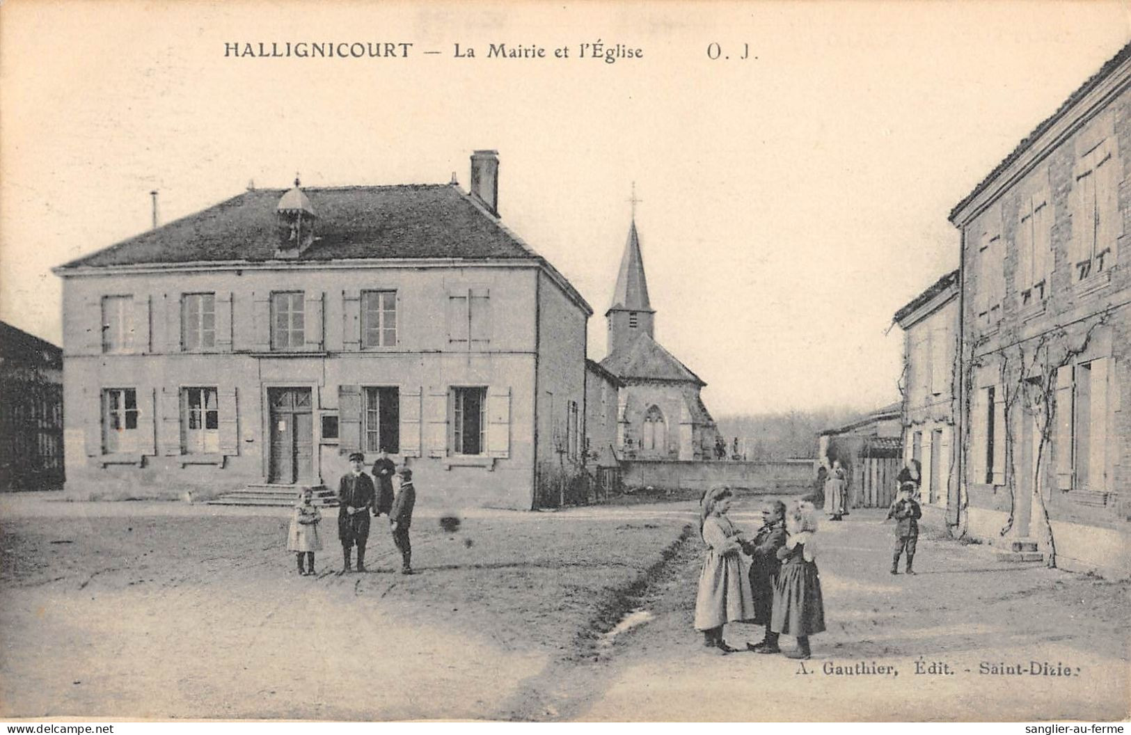 CPA 52 HALLIGNICOURT / MAIRIE / EGLISE - Sonstige & Ohne Zuordnung