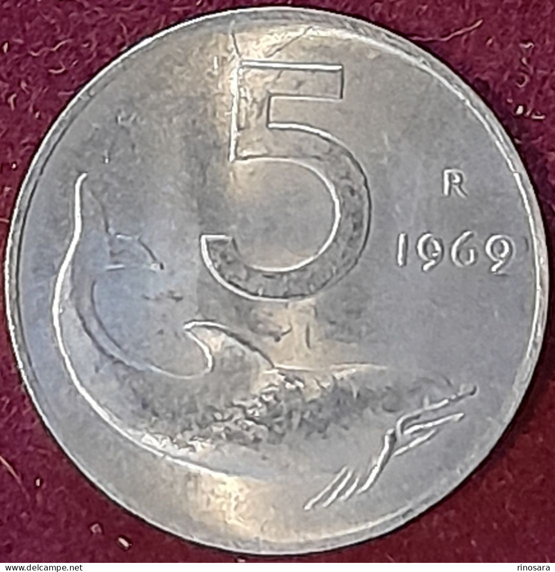 Errore Di Conio 5 Lire 1969 Repubblica Italiana - 5 Liras