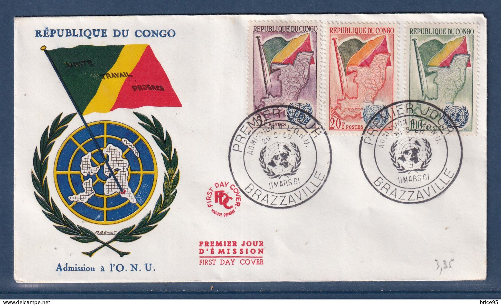 Congo - Premier Jour - FDC - Admission A L'ONU - 1961 - FDC