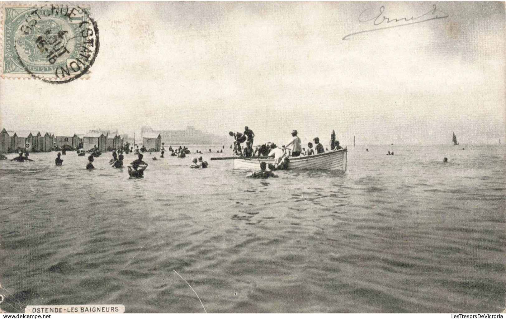 BELGIQUE - Ostende - Les Baigneurs - Animé - Carte Postale Ancienne - Oostende