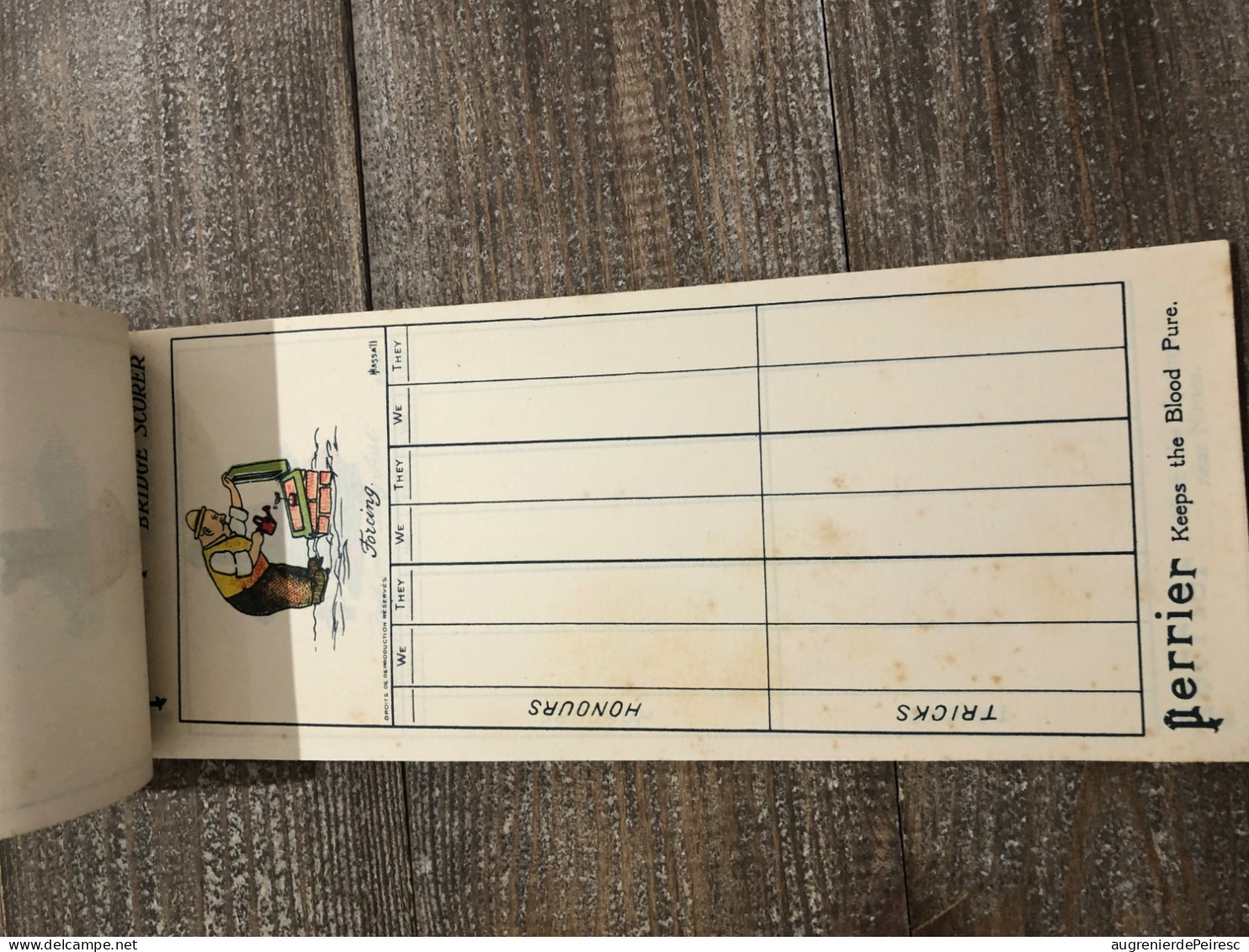 Publicité Perrier Sur Un Carnet De Score De Bridge Illustré Par Hassall Vers 1900 - Perrier