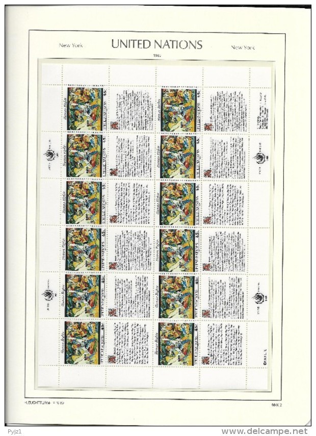 1989 MNH UNO New York,  Human Rights, 2 Sheets, Postfris** - Blocks & Sheetlets