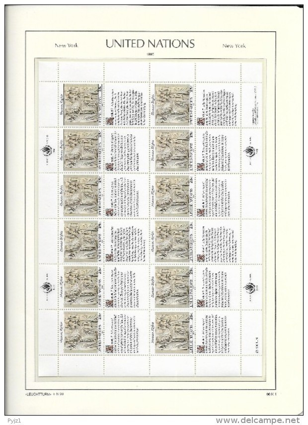 1990 MNH UNO New York,  Human Rights, 2 Sheets, Postfris** - Hojas Y Bloques