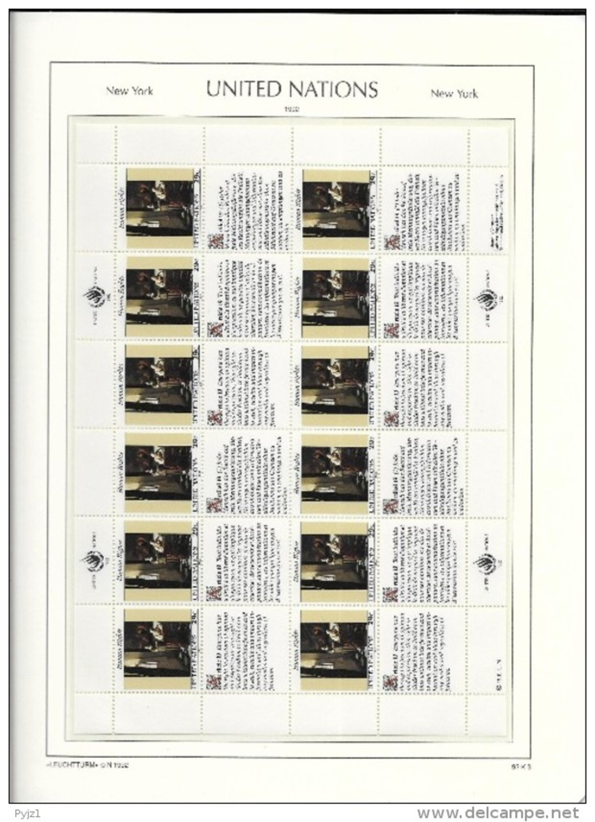 1992 MNH UNO New York,  Human Rights, 2 Sheets, Postfris** - Blokken & Velletjes