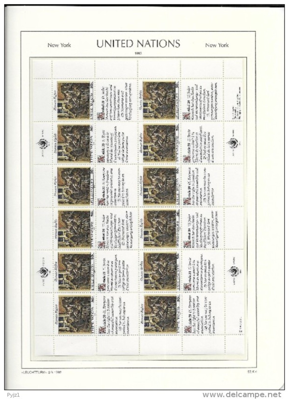 1992 MNH UNO New York,  Human Rights, 2 Sheets, Postfris** - Blokken & Velletjes