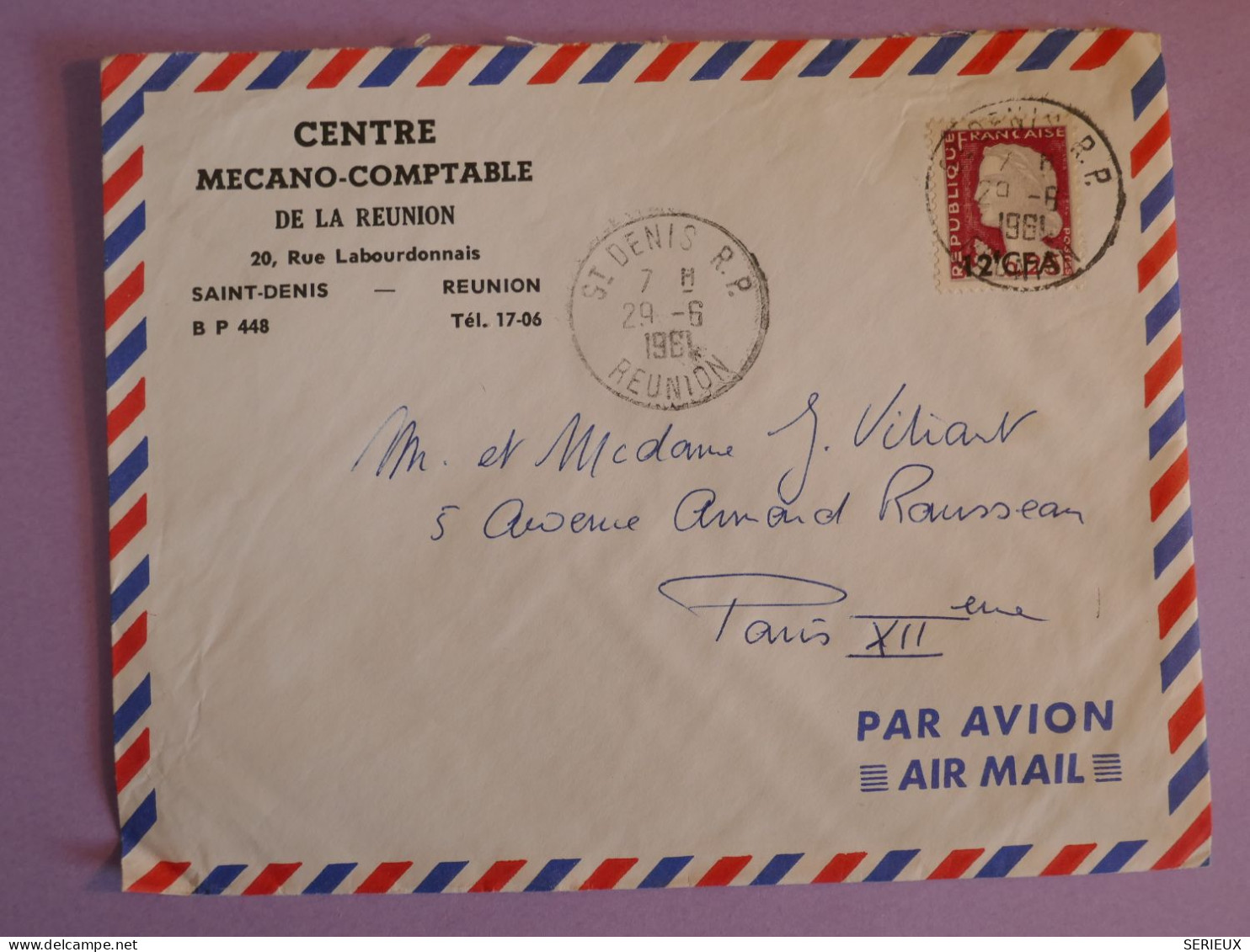 DA9 LA REUNION CFA     BELLE  LETTRE  . 1961   ST DENIS  A  PARIS  FRANCE +AFFR. INTERESSANT+++ - Cartas & Documentos