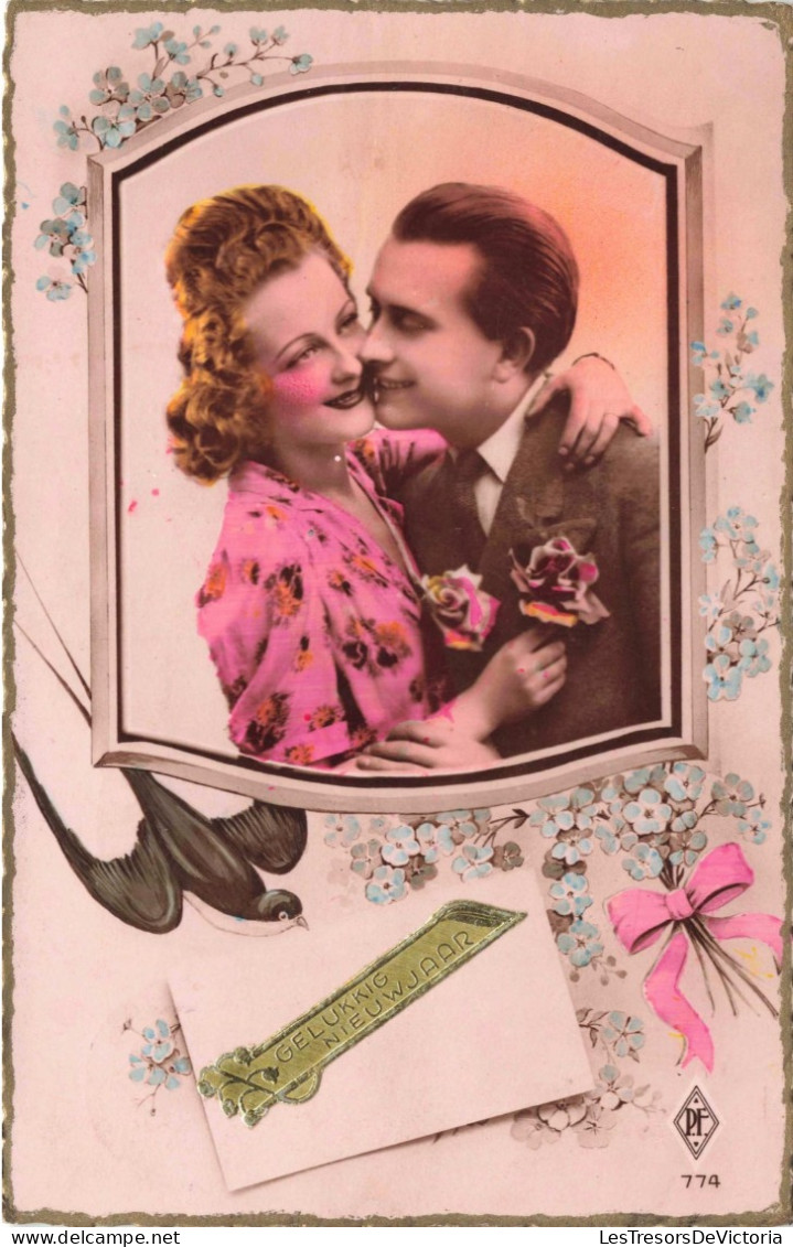 COUPLE - Gelukkig Nieuwjaar -  Colorisé - Carte Postale Ancienne - Couples