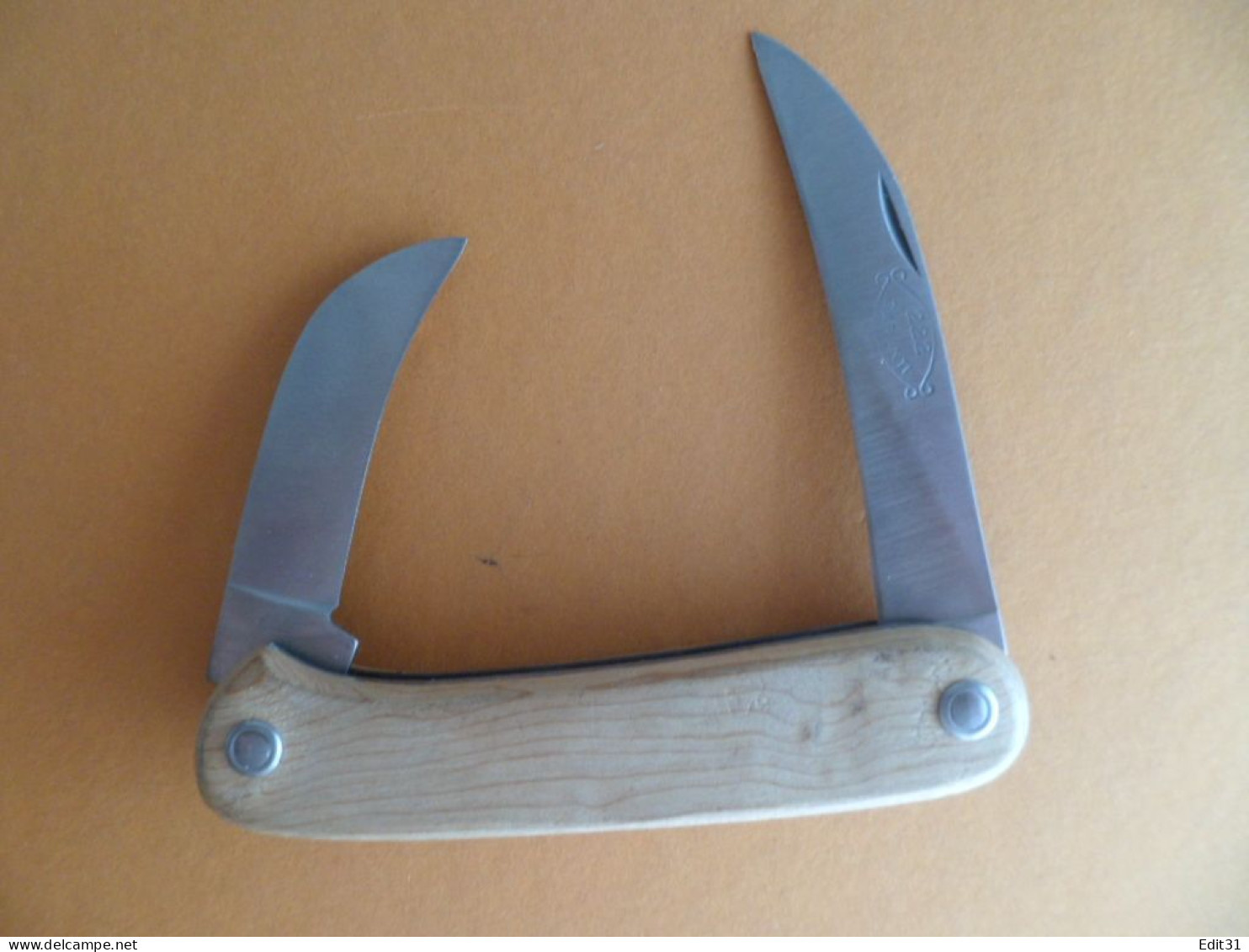 Couteau Pliant -  Lame 222 - - Bois - Double Lame - Knives