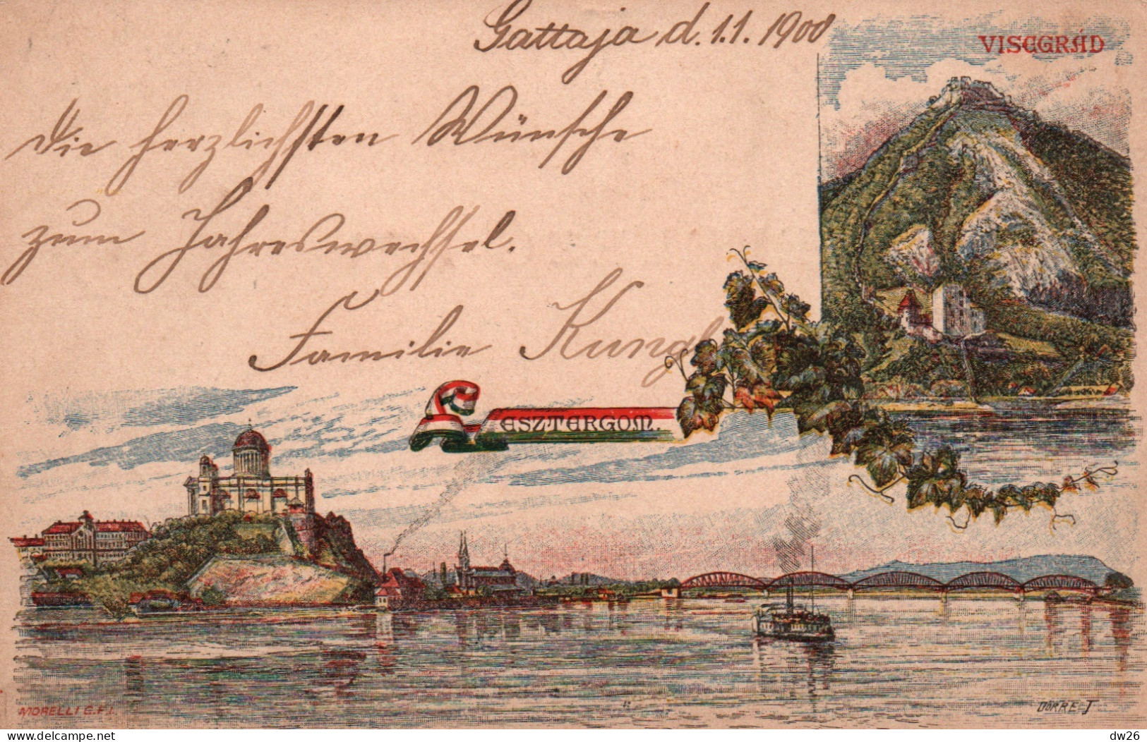 Hongrie - Esztergom Viscgrad, Entier Postal - Lithographie Dorret  - Carte Dos Simple De 1900 - Hongrie