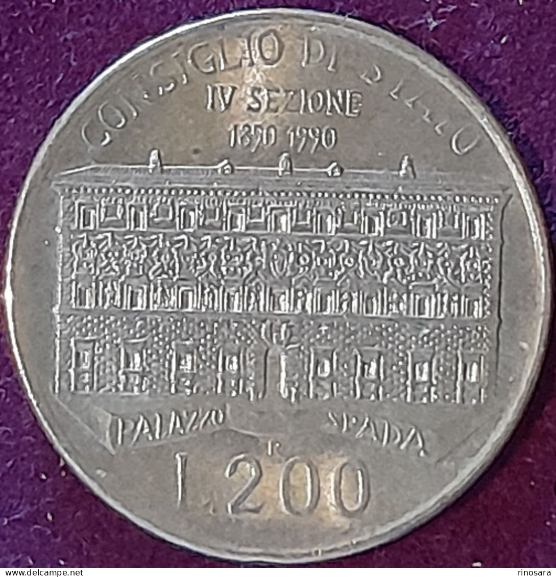 Errore Di Conio 200 Lire 1990 Repubblica Italiana Commemorativa Palazzo Spada - Variëteiten En Curiosa