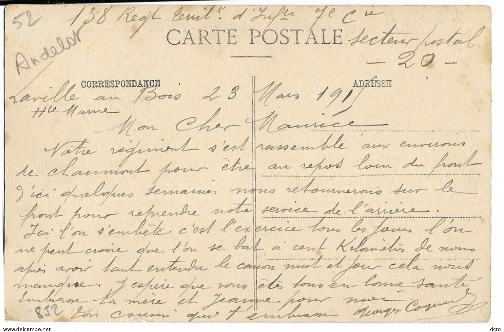 MORTEAU (ANDELOT) (52)  Plus Petite Commune De France 13 Habitants 4 électeurs Ed. Julien & Morel, Envoi 1915 - Andelot Blancheville
