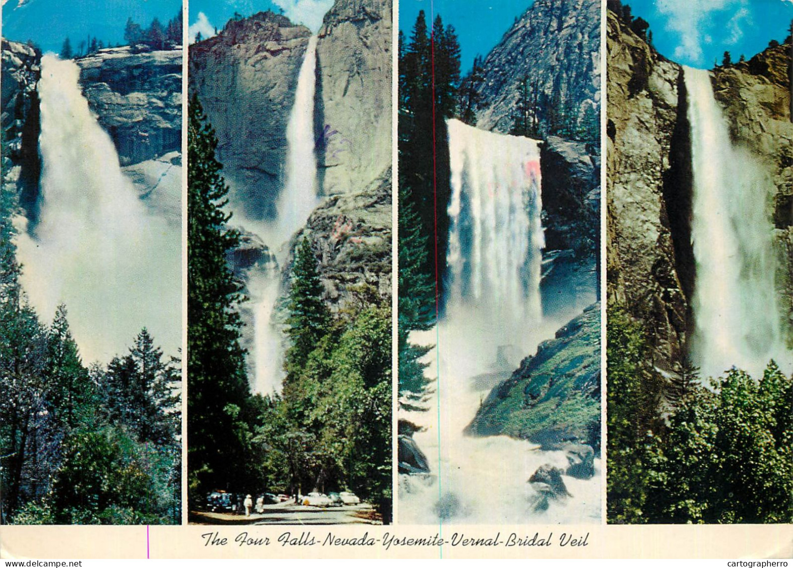 USA Yosemite National Park CA - The Four Falls Nevada, Yosemite, Vernal & Bridal Veil Multi View - Yosemite