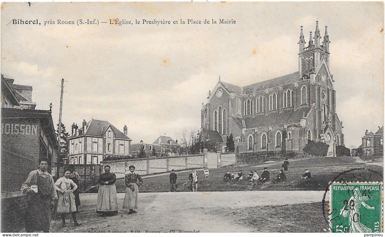 76 BIHOREL LES ROUEN - L'Eglise, Presbytère Et Place Mairie -  Animée - Bihorel