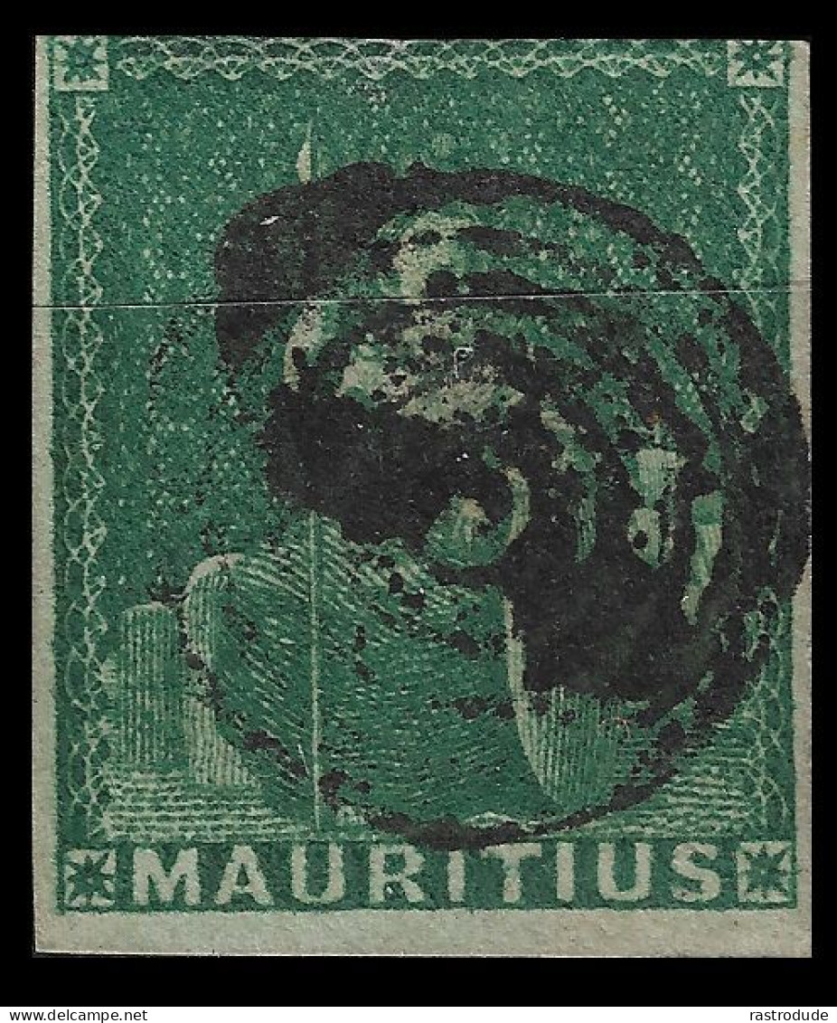 1858-62 MAURITIUS (4d.) GREEN SG. 27 USED.Cat. £200 - Mauritius (...-1967)