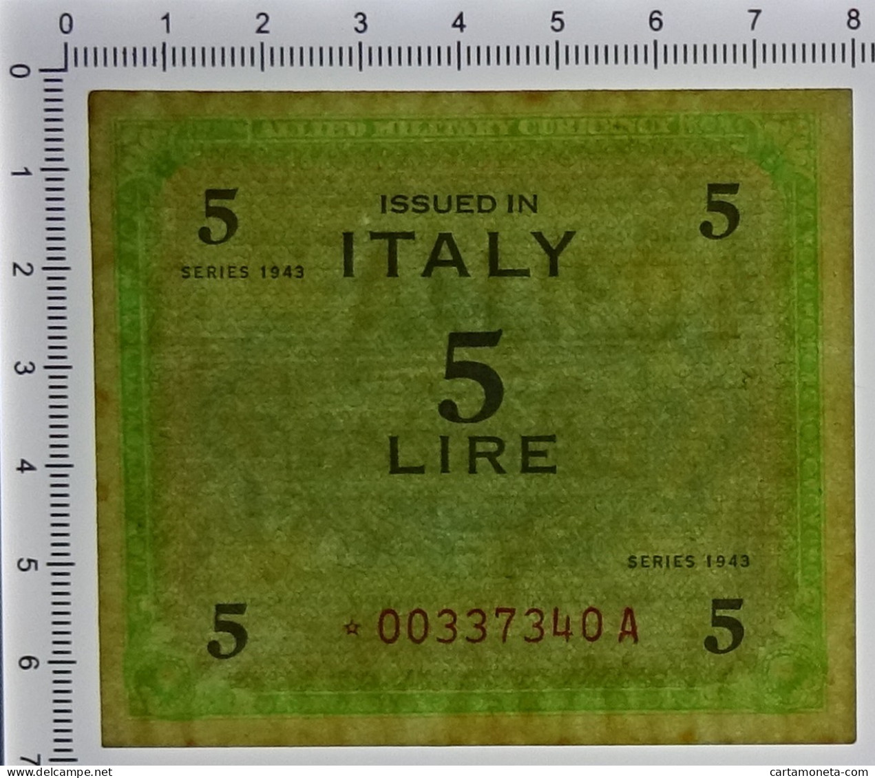 5 LIRE FLC OCCUPAZIONE AMERICANA IN ITALIA MONOLINGUA ASTERISCO 1943 SUP- - Occupazione Alleata Seconda Guerra Mondiale