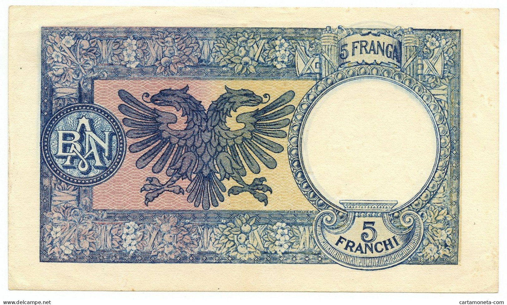 5 FRANCHI REGNO D'ITALIA E ALB. BANCA NAZIONALE D'ALBANIA GIUGNO 1939 SUP- - Zonder Classificatie