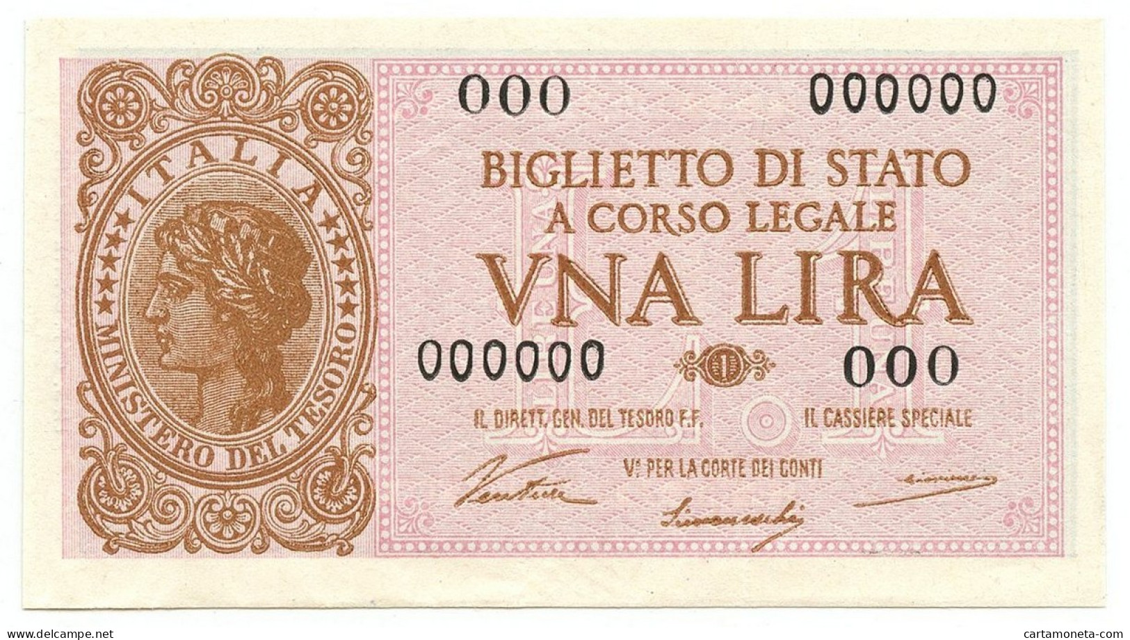 1 LIRA CAMPIONE BIGLIETTO DI STATO LUOGOTENENZA UMBERTO VENTURA 23/11/1944 SUP+ - Regno D'Italia – Other