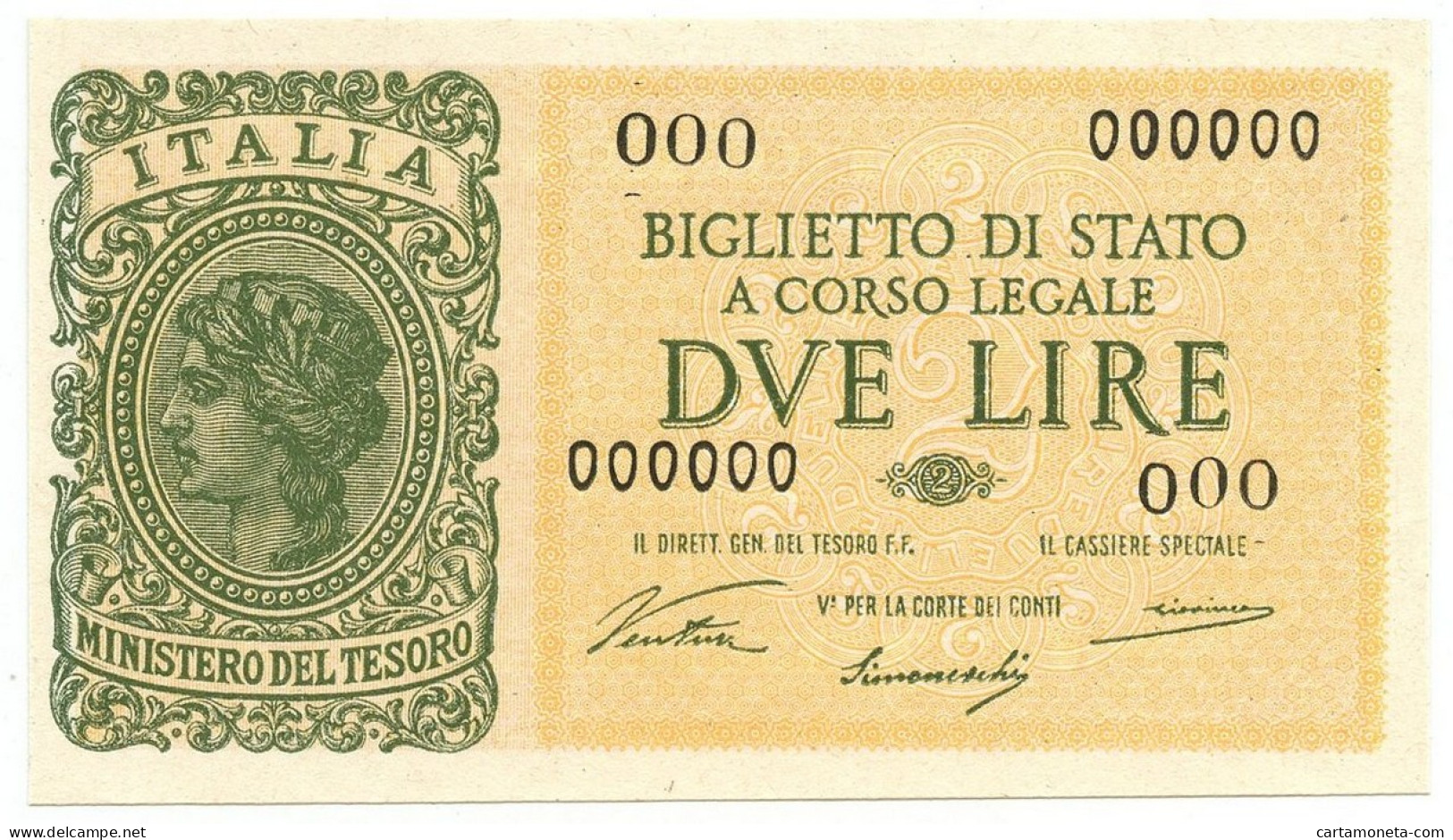 2 LIRE CAMPIONE BIGLIETTO DI STATO LUOGOTENENZA UMBERTO VENTURA 23/11/1944 QFDS - Regno D'Italia - Altri