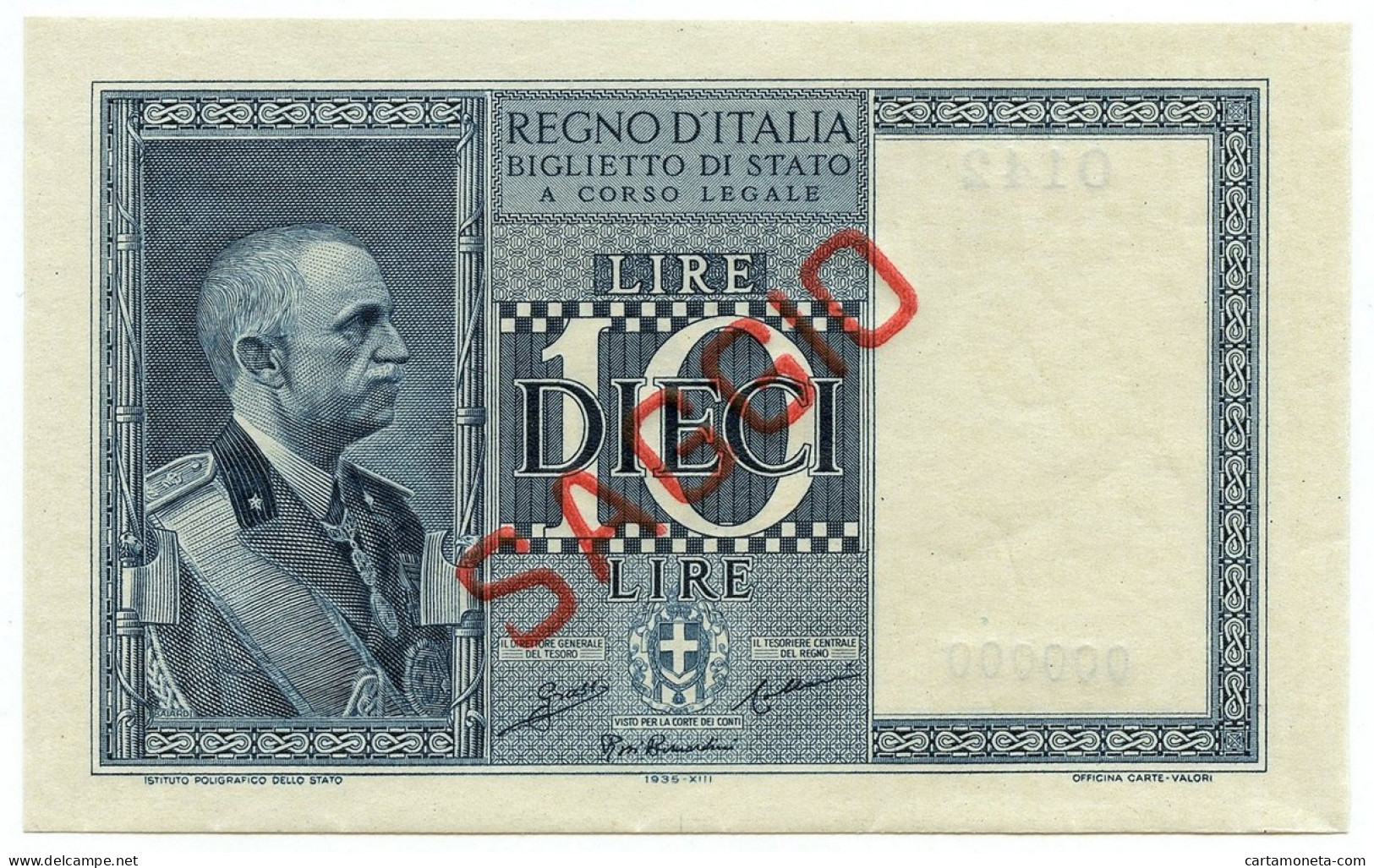 10 LIRE CAMPIONE "SAGGIO" BIGLIETTO DI STATO VEIII FASCIO 1935 XIII SUP+ - Regno D'Italia – Other