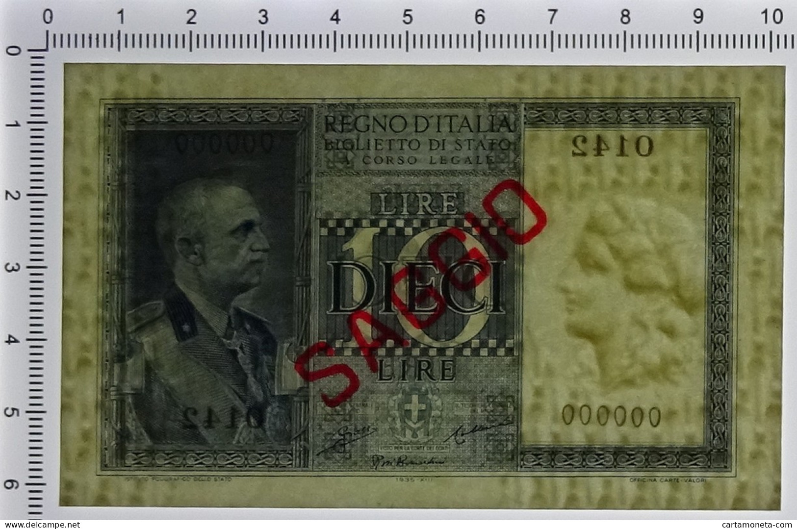 10 LIRE CAMPIONE "SAGGIO" BIGLIETTO DI STATO VEIII FASCIO 1935 XIII SUP+ - Sonstige