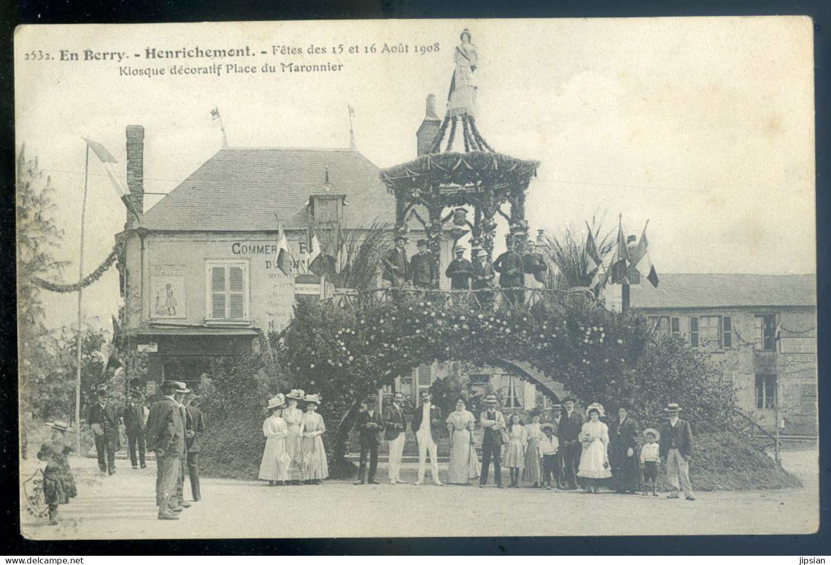 Cpa Du 18 Henrichemont Fêtes Des 15 Et 16 Août 1908 -- Kiosque Décoratif Place Du Maronnier    JUI23-27 - Henrichemont