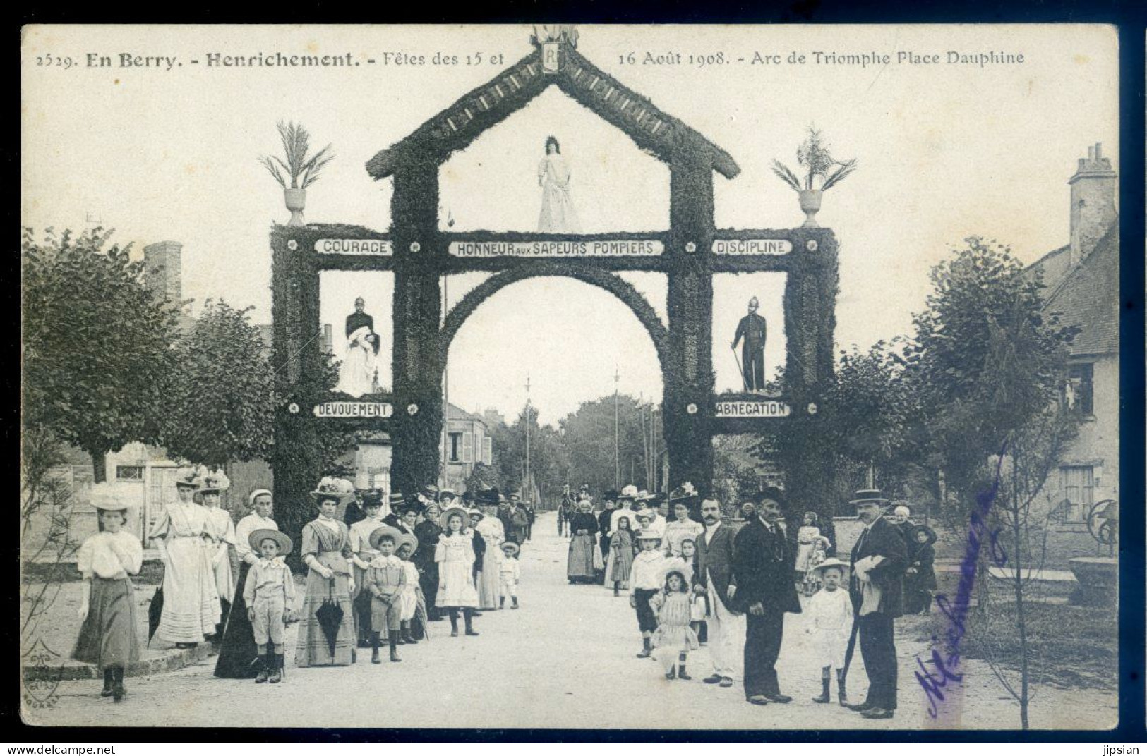 Cpa Du 18 Henrichemont Fêtes Des 15 Et 16 Août 1908 -- Arc De Triomphe Place Dauphine    JUI23-27 - Henrichemont