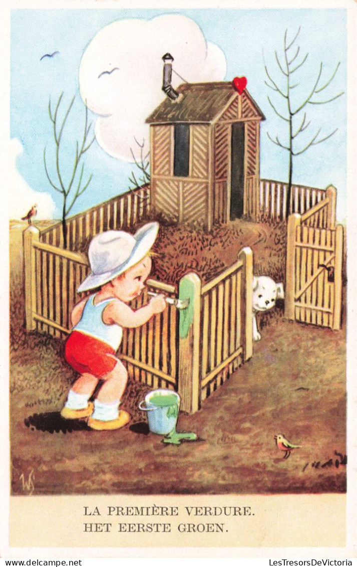 FANTAISIE - Bébés - La Première Verdure - Carte Postale Ancienne - Bébés