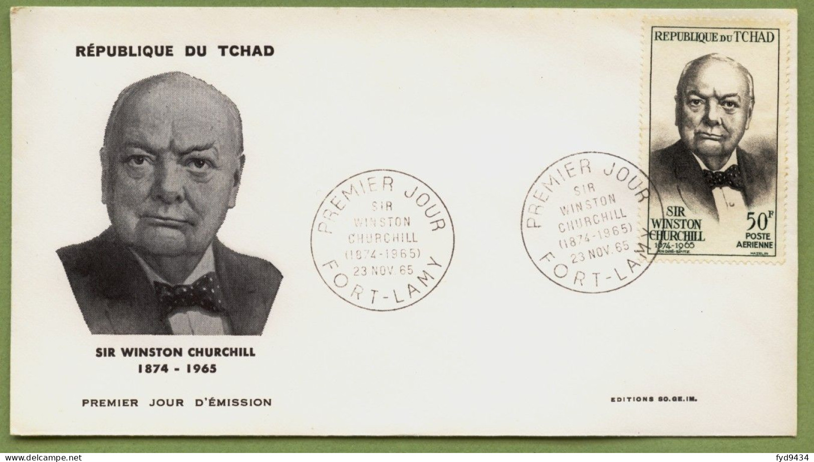 PA N° 27 Du Tchad Sur Enveloppe 1er Jour - Sir Winston Churchill