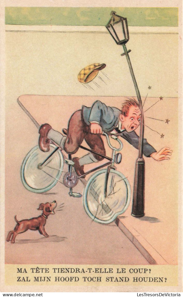 HUMOUR - Ma Tête Tiendra T Elle Le Coup ? - Accident De Vélo - Chien Aboyant - Carte Postale - Humour